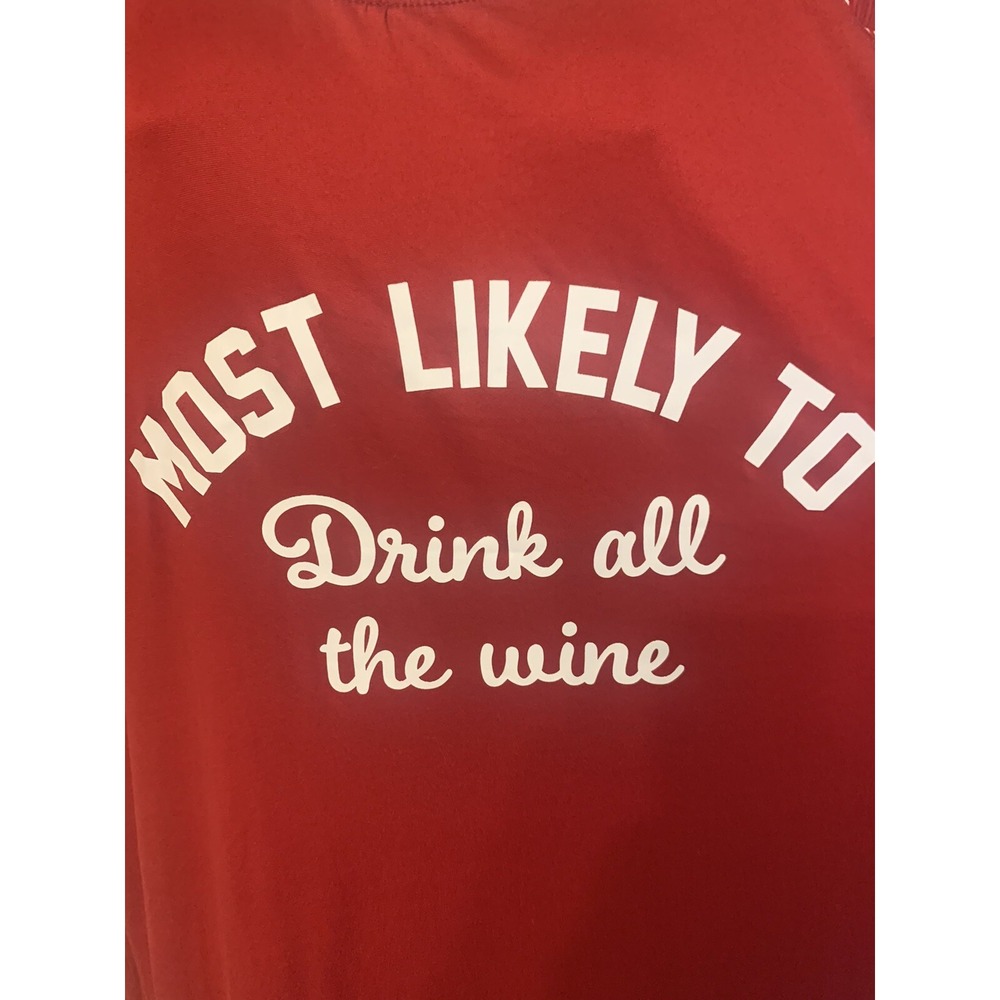 NWT womens red plaid " most likely to drink all the wine" new sleepshirt 2X - Picture 4 of 7
